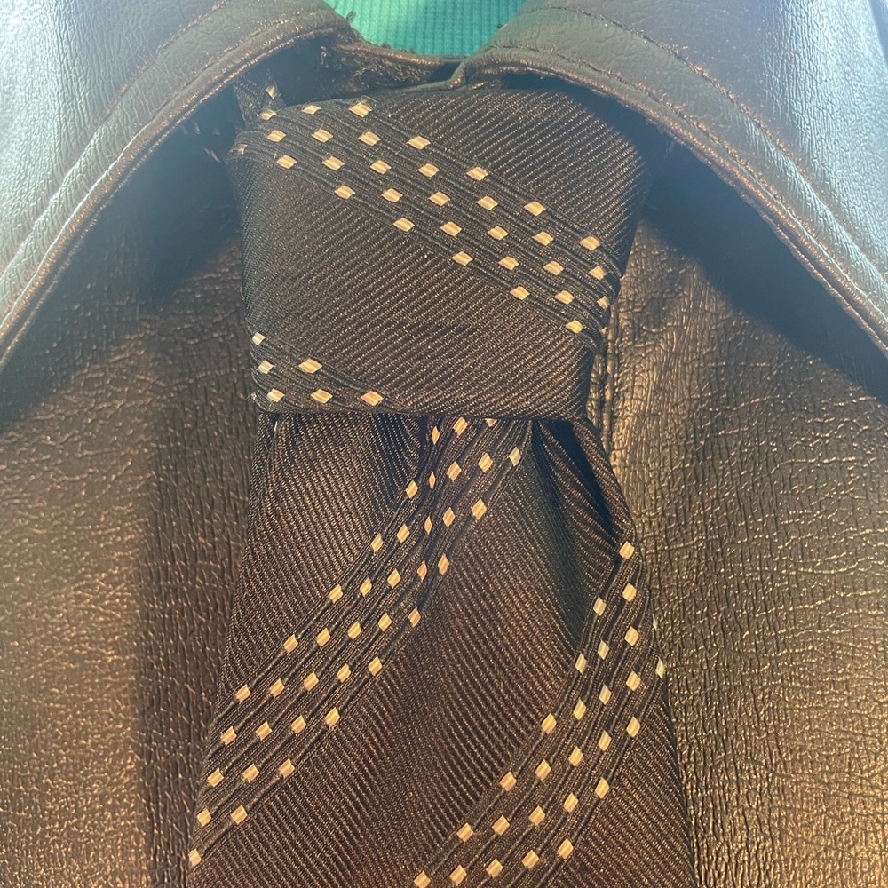 BRIONI 100% Silk Tie StripedElegant Black and White Striped Tie